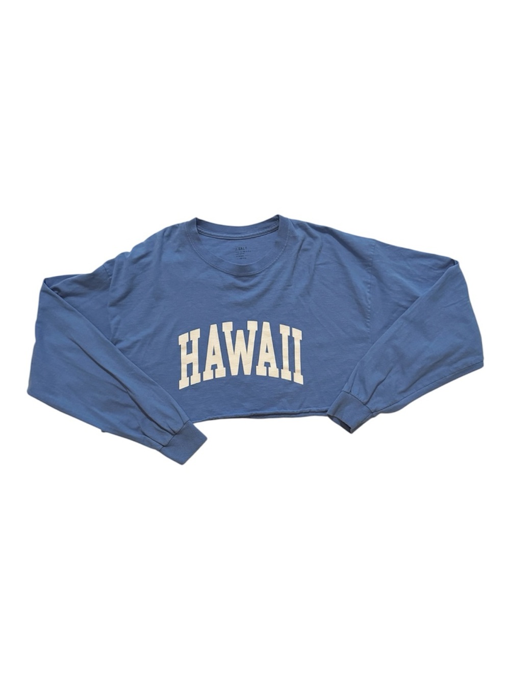 J.Galt Brandy Melville Hawaii Blue Cropped Y2K Long Sleeve Cotton Tee One Size